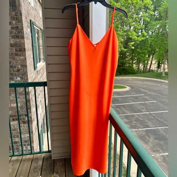 🆕 Gianni Bini Orange Women’s Slip Midi Dress Size 12 - Picture 4 of 12